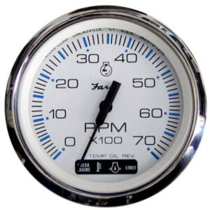Faria Chesapeake White Ss 4" Tachometer W/Suzuki Monitor - 7000 Rpm (Gas) (Suzuki Outboard)