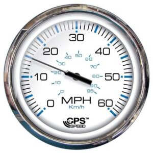 Faria Chesapeake White Ss 5" Speedometer - 60 Mph (Gps)(Studded)