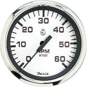 Faria Spun Silver 4" Tachometer (6000 Rpm) (Gas Inboard & I/O)