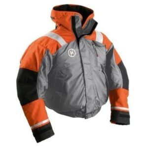 First Watch Ab-1100 Flotation Bomber Jacket - Orange/Grey - Large