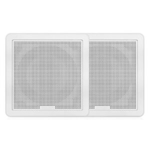 Fusion Fm-F77sw Fm Series 7.7" Flush Mount Square Marine Speakers - White Grill - 200w