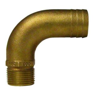 Groco 1" Npt X 1-1/4" Id Bronze Full Flow 90 Degree Elbow Pipe To Hose Fitting