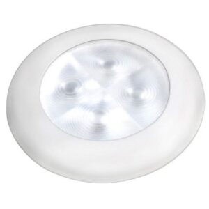 Hella Marine Slim Line Led 'Enhanced Brightness' Round Courtesy Lamp - White Led - White Plastic Bezel - 12v