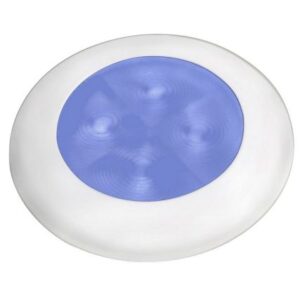 Hella Marine Slim Line Led 'Enhanced Brightness' Round Courtesy Lamp - Blue Led - White Plastic Bezel - 12v