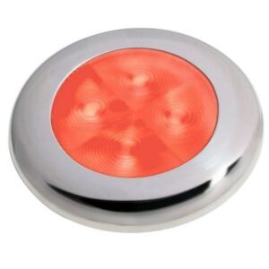 Hella Marine Slim Line Led 'Enhanced Brightness' Round Courtesy Lamp - Red Led - Stainless Steel Bezel - 12v