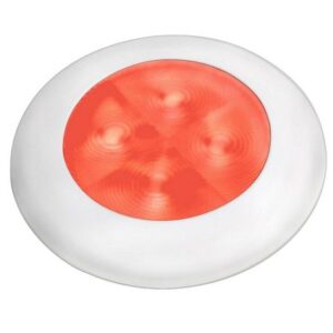Hella Marine Slim Line Led 'Enhanced Brightness' Round Courtesy Lamp - Red Led - White Plastic Bezel - 12v