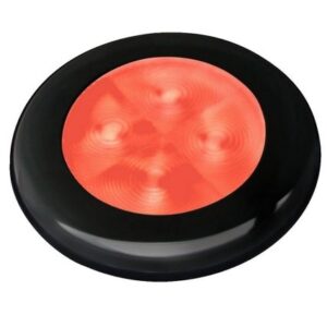 Hella Marine Slim Line Led 'Enhanced Brightness' Round Courtesy Lamp - Red Led - Black Plastic Bezel - 12v