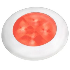 Hella Marine Red Led Round Courtesy Lamp - White Bezel - 24v