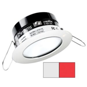 I2systems Apeiron Pro A503 - 3w Spring Mount Light - Round - Cool White & Red - White Finish