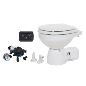 Jabsco Quiet Flush E2 Raw Water Toilet Compact Bowl - 24v - Soft Close Lid