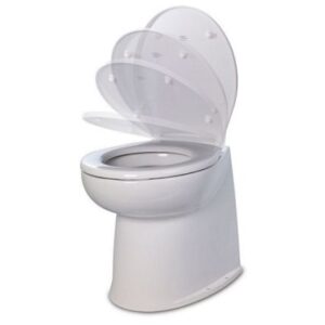 Jabsco 17" Deluxe Flush Fresh Water Electric Toilet W/Soft Close Lid - 12v