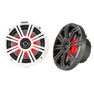 Kicker Km65 6.5" Led Marine Coaxial Speakers W/3/4" Tweeters - 4-Ohm, Charcoal & White