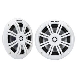 Kicker Km60 6.5" Marine Coaxial Speakers W/1/2" Tweeters - 4-Ohm, White