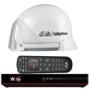 King Dish Tailgater Satellite Tv Antenna Bundle W/Dish Wally Hd Receiver & Cables