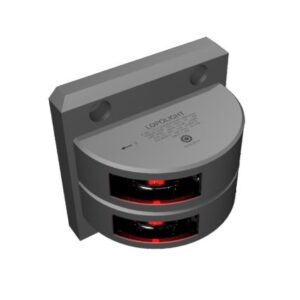 Lopolight Series 301-002 - Double Stacked Port Sidelight - 2nm - Vertical Mount - Red - Silver Housing