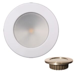 Lunasea &Ldquo;Zero Emi&Rdquo; Recessed 3.5&Rdquo; Led Light - Warm White, Red W/White Stainless Steel Bezel - 12vdc