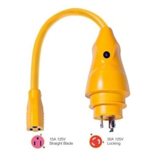 Marinco P30-15 Eel 15a-125v Female To 30a-125v Male Pigtail Adapter - Yellow