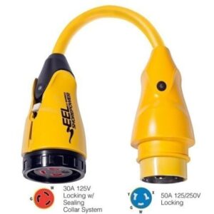 Marinco P504-30 Eel 30a-125v Female To 50a-125/250v Male Pigtail Adapter - Yellow