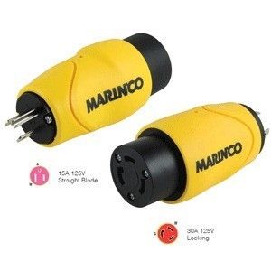 Marinco Straight Adapter 15amp Straight Male To 30amp Locking Female Connector