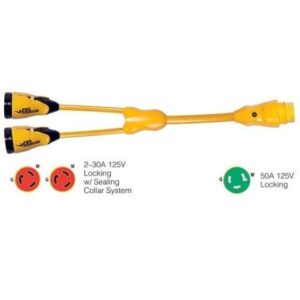 Marinco Y503-2-30 Eel (2)-30a-125v Female To (1)50a-125v Male - "Y" Adapter - Yellow
