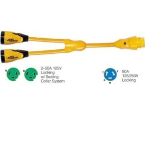 Marinco Y504-2-503 Eel (2)50a-125v Female To (1)50a-125/250v Male "Y" Adapter - Yellow