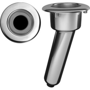 Mate Series Elite Screwless Stainless Steel 15 Degree Rod & Cup Holder - Drain - Round Top