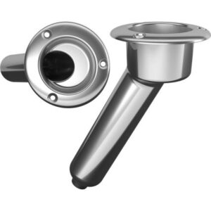 Mate Series Stainless Steel 30 Degree Rod & Cup Holder - Drain - Round Top