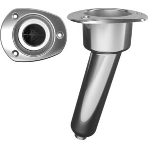 Mate Series Stainless Steel 15 Degree Rod & Cup Holder - Drain - Oval Top