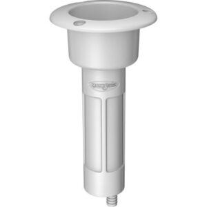Mate Series Plastic 0 Degree Rod & Cup Holder - Drain - Round Top - White