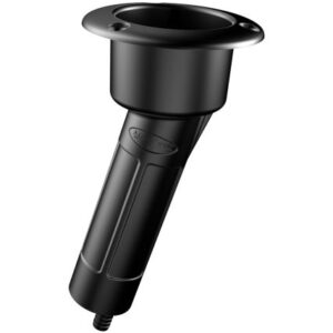 Mate Series Plastic 15 Degree Rod & Cup Holder - Drain - Round Top - Black