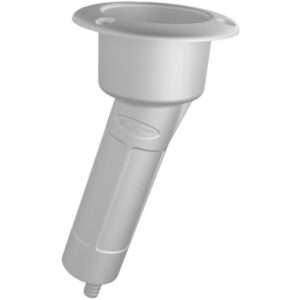 Mate Series Plastic 15 Degree Rod & Cup Holder - Drain - Round Top - White