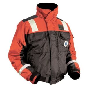Mustang Classic Flotation Bomber Jacket W/Reflective Tape - Orange/Black - Xxl
