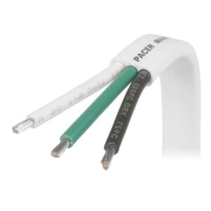 Pacer White Triplex Cable - 14/3 Awg - Black/Green/White - Sold By The Foot
