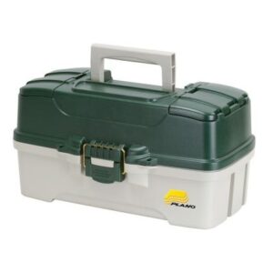 Plano 3-Tray Tackle Box W/Duel Top Access - Dark Green Metallic/Off White