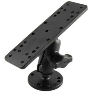 Ram Mount 1" Diameter Ball Mount W/Short Double Socket Arm, 6.25" X 2" Rectangle Base & 2.5" Round Base (Amps Pattern)