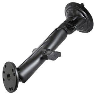 Ram Mount Twist Lock Suction Cup Mount W/Long Double Socket Arm & 2.5" Round Base - Amps Hole Pattern (9" Length)