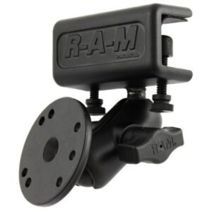 Ram Mount Glare Shield Clamp Mount W/Short Double Socket Arm & Round Base Adapter W/Amps Hole Pattern