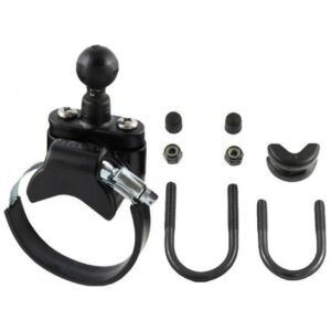 Ram Mount Rail Base W/Zinc Coated U-Bolt, Atv/Utv Strap & 1" Ball For Rails To 3.15" In Diameter