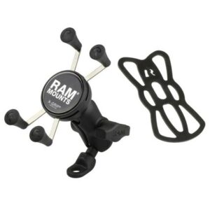 Ram Mount 9mm Angled Base Motorcycle Mount W/Short Double Socket Arm & Universal X-Grip Cell/Iphone Cradle