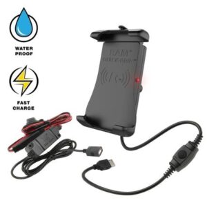 Ram Mount Quick-Grip 15w Waterproof Wireless Charging Holder W/Charger