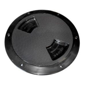 Sea-Dog Quarter-Turn Textured Deck Plate W/Internal Collar - Black - 8"