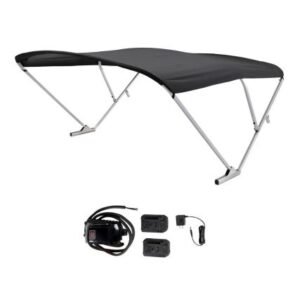 Sureshade Battery Powered Bimini - Clear Anodized Frame & Black Fabric