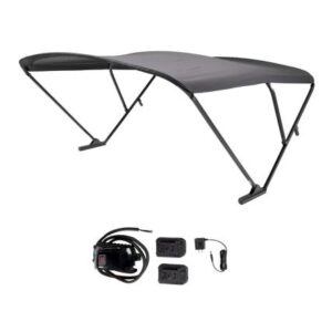 Sureshade Battery Powered Bimini - Black Anodized Frame & Black Fabric