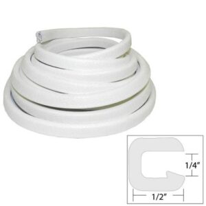 Taco Flexible Vinyl Trim - ¼" Opening X 1/2"W X 25'L - White