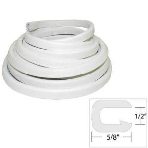 Taco Flexible Vinyl Trim - 1/2" Opening X ⅝"W X 25'L - White