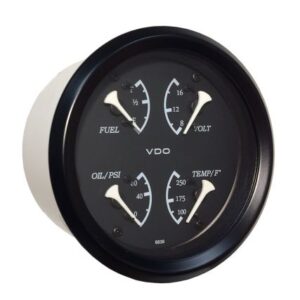 Vdo Cockpit Marine 85mm (3-3/8") 4 In 1 Gauge - Black Dial/Bezel