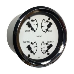 Vdo Cockpit Marine 85mm (3-3/8") 4 In 1 Gauge - White Dial/Bezel