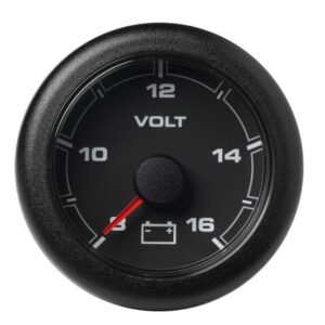 Veratron 52mm (2-1/16") Oceanlink Battery Voltage Gauge - 8 To 16 V - Black Dial & Bezel