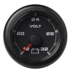 Veratron 52mm (2-1/16") Oceanlink Battery Voltage Gauge - 16 To 32v - Black Dial & Bezel