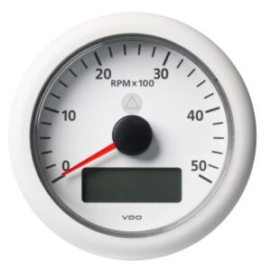 Veratron 3-3/8" (85mm) Viewline Tachometer W/Multi-Function Display - 0 To 5000 Rpm - White Dial & Bezel